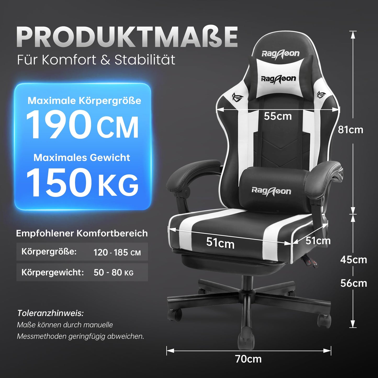 Silla Gaming Ergonómica – Reposapiés, Ajustable, 150 kg