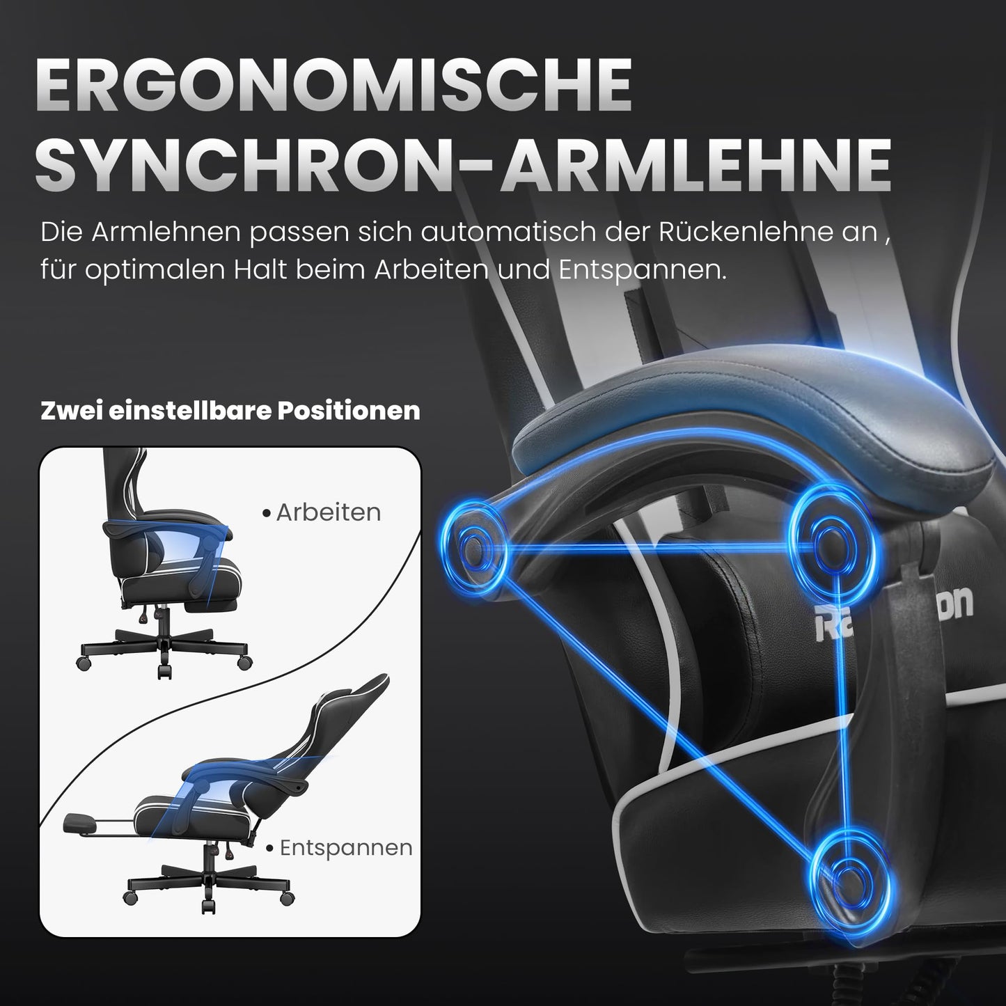 Silla Gaming Ergonómica – Reposapiés, Ajustable, 150 kg