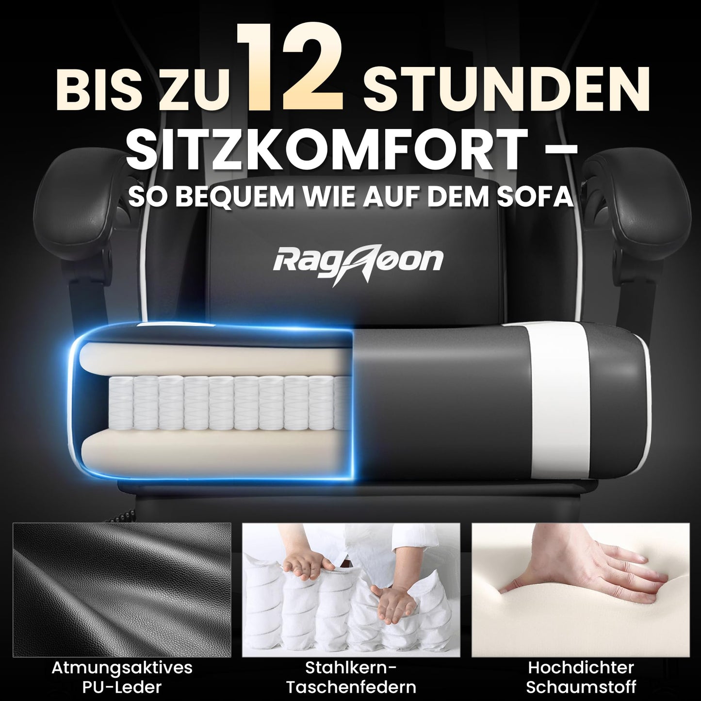 Silla Gaming Ergonómica – Reposapiés, Ajustable, 150 kg